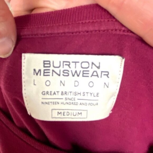 Burton Menswear London Graphic T-Shirt Burgundy Size Medium Short Sleeve Graphic - Picture 3 of 5